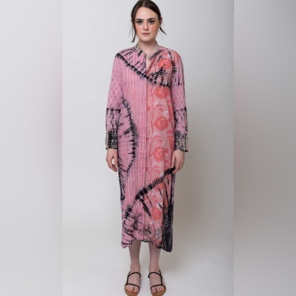 V. DE. VINSTER Size S • Tie And Dye Midi Dress Boho LagenLook.
